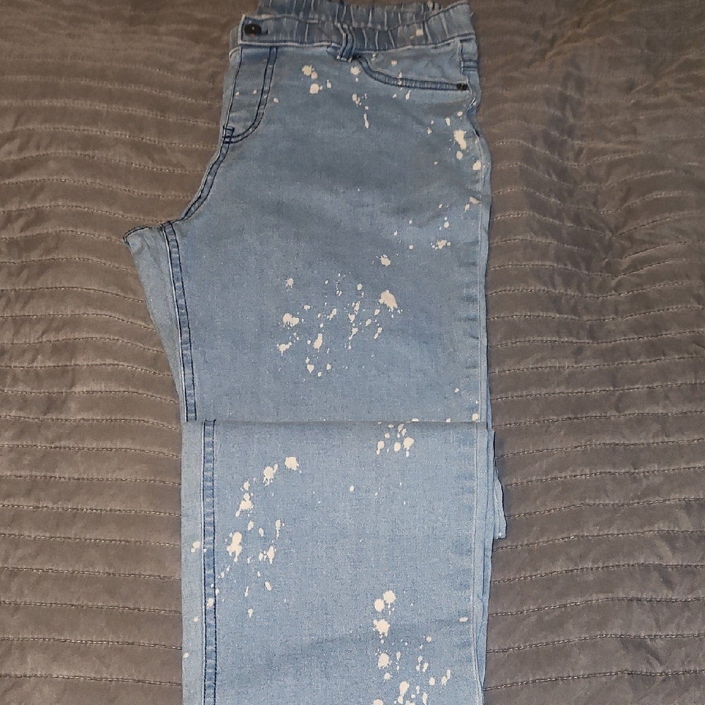 Stylish Blue Splatter Ankle Pants